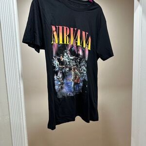 NIRVANA Black and Yellow Graphic Tee